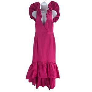 NTW Making The Cut Chic Fuchsia Ruffle High-Low Dress